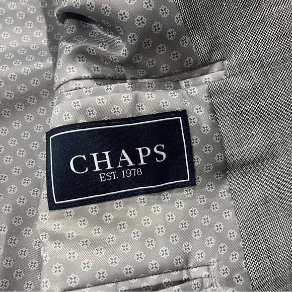 Ralph Lauren Chaps Men Grey Crosshatch Pattern Suit Jacket Sz 44R Sports Coat - Picture 12 of 13